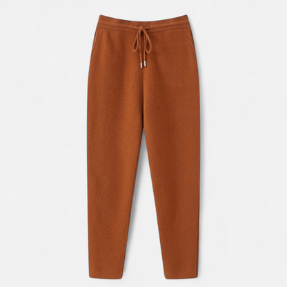 Drawstring Merino Wool Knit Trousers for Men - Brown