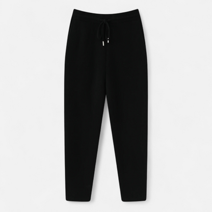 Drawstring Merino Wool Knit Trousers for Men - Black