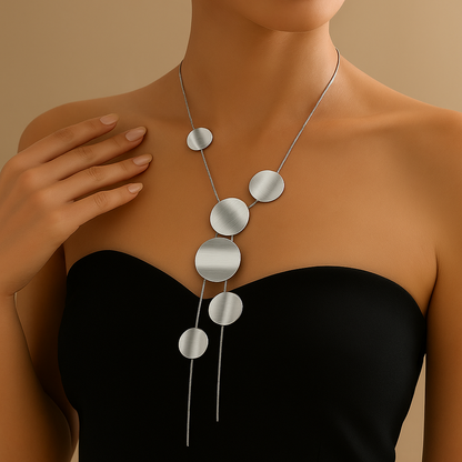 Layered Gold Disc Chain Necklace for Women - Silver