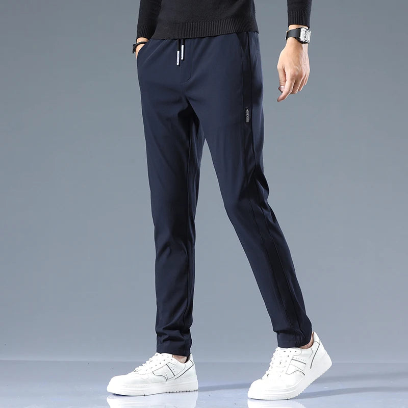 Slim-Fit Cotton Drawstring Joggers for Men - Navy