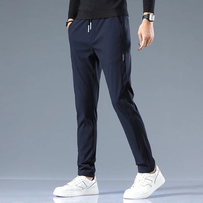 Slim-Fit Cotton Drawstring Joggers for Men - Navy