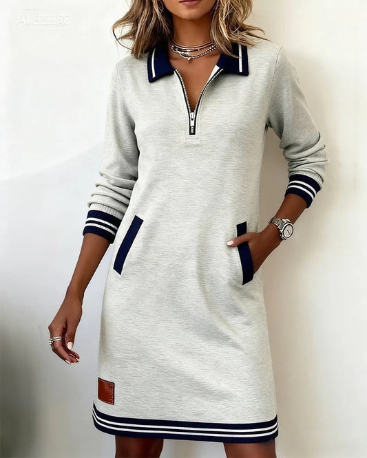 Knit Mini Dress for Women - Gray