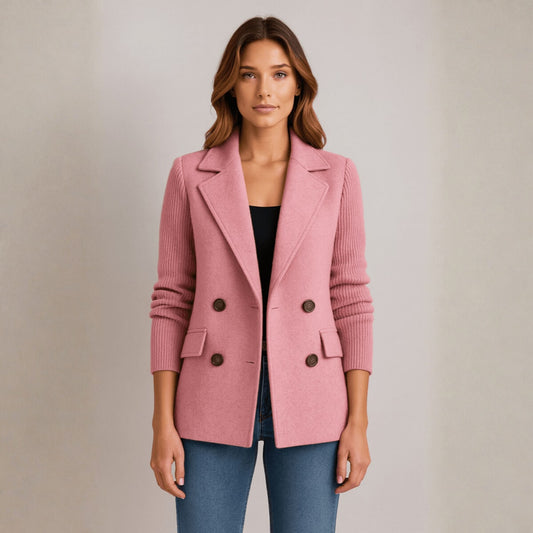 Knit-Sleeve Blazer - Pink