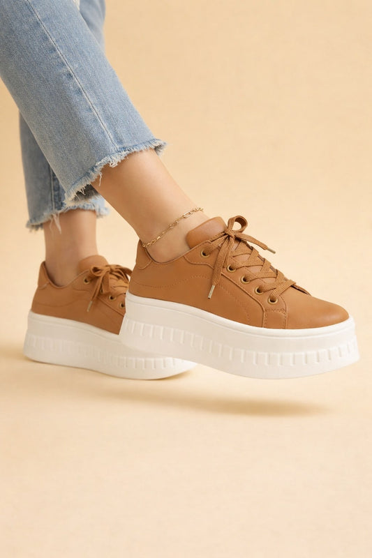Lace Up Low Top for Women - Brown