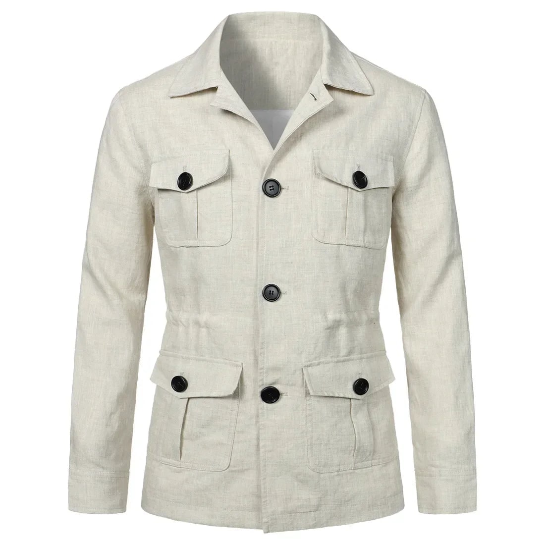 Linen Safari Jacket for Men - Creamy-White