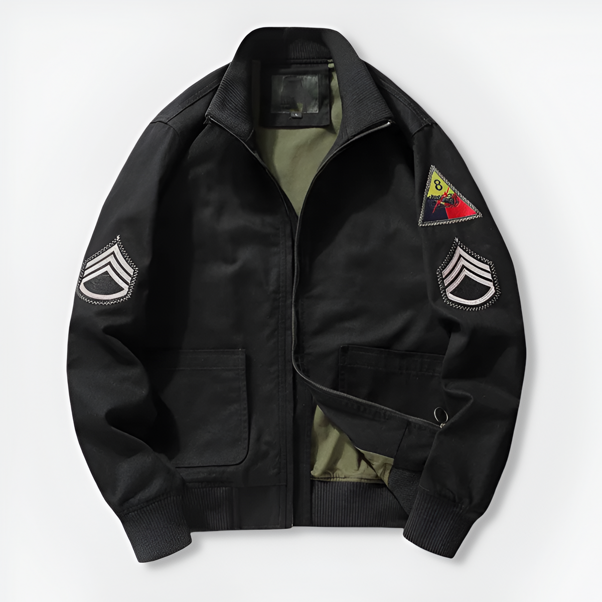 Longline Bomber Jacket for Men - Black
