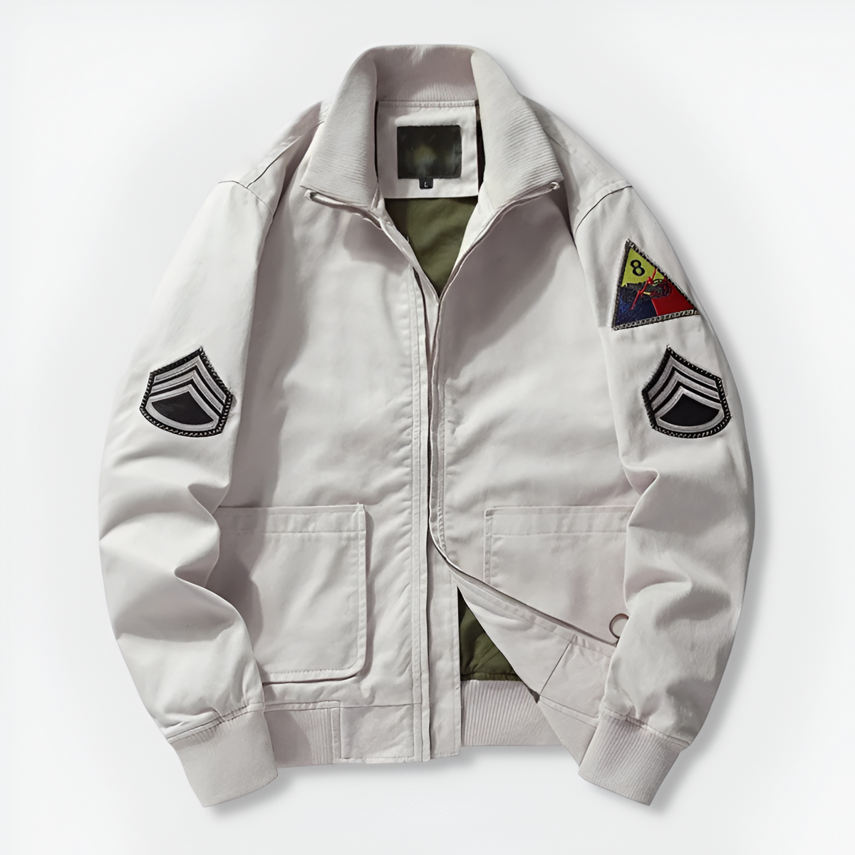 Longline Bomber Jacket for Men - White
