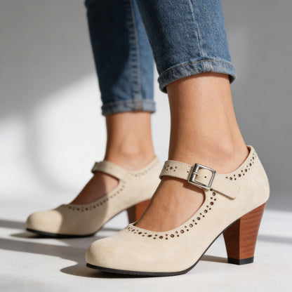 Mary Jane Brogue for Women - Beige