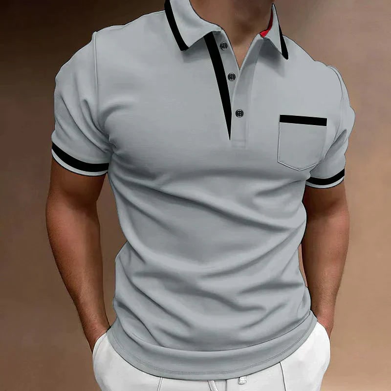 Men's Knit Polo Shirt - Gray