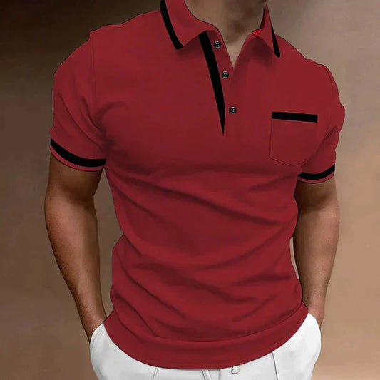 Men's Knit Polo Shirt - Red