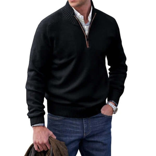 Men’s Soft Knit Zip Pullover - Black