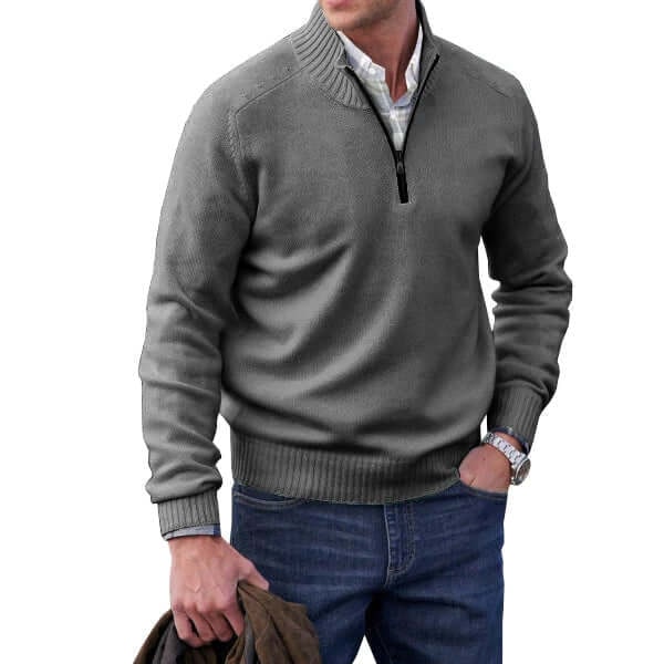 Men’s Soft Knit Zip Pullover - Gray