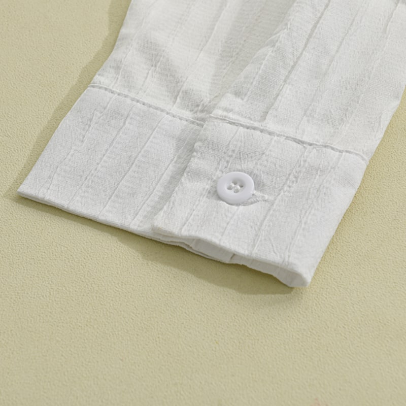 Men's Striped Long-Sleeve Shirt with Lapel Collar