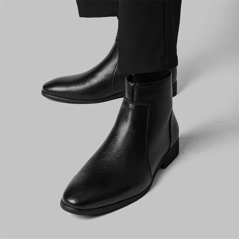 Mercer Zip Leather Boots - Black