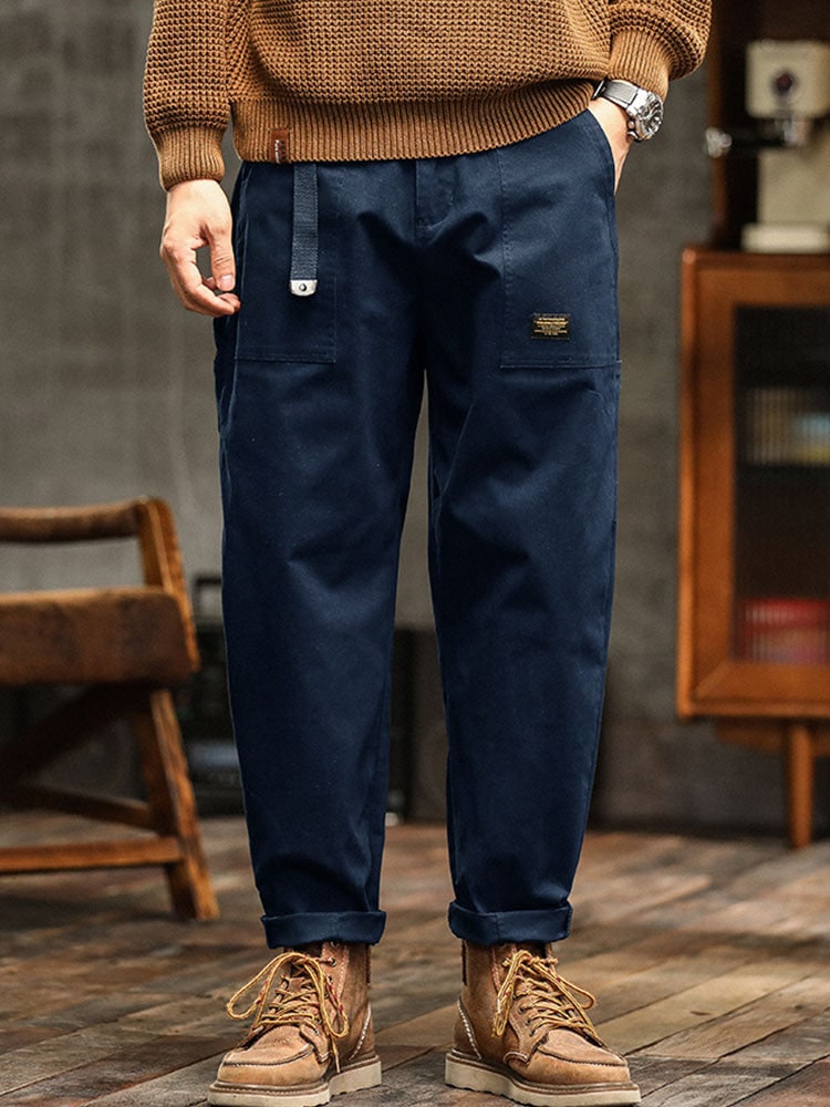 Milan Cotton Utility Pants - Navy Blue