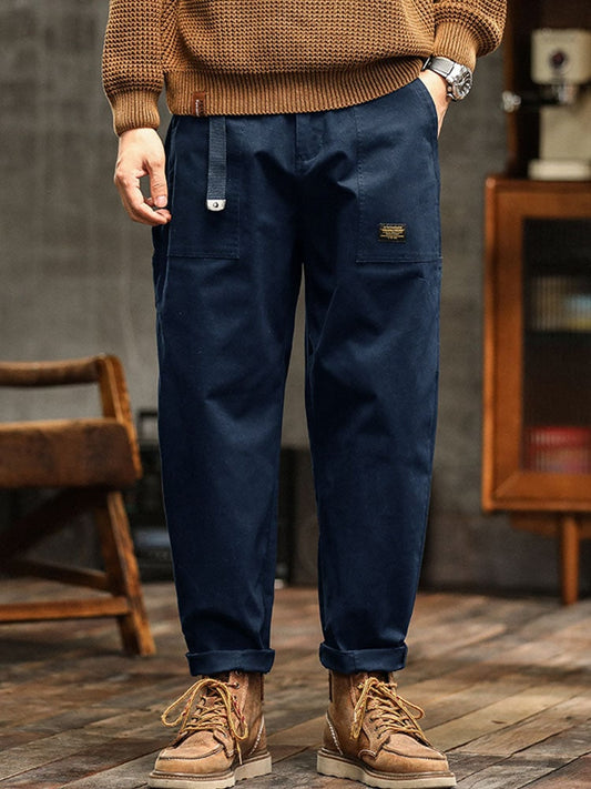 Milan Cotton Utility Pants - Navy Blue