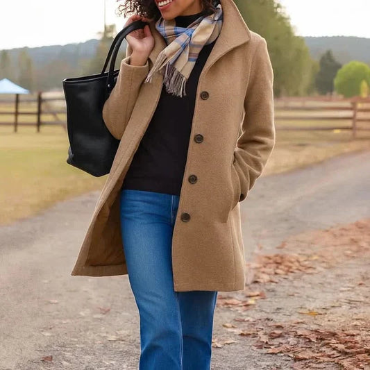 Notch-Lapel Timeless Coat - Brown