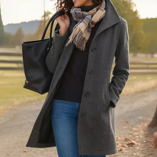 Notch-Lapel Timeless Coat - Gray