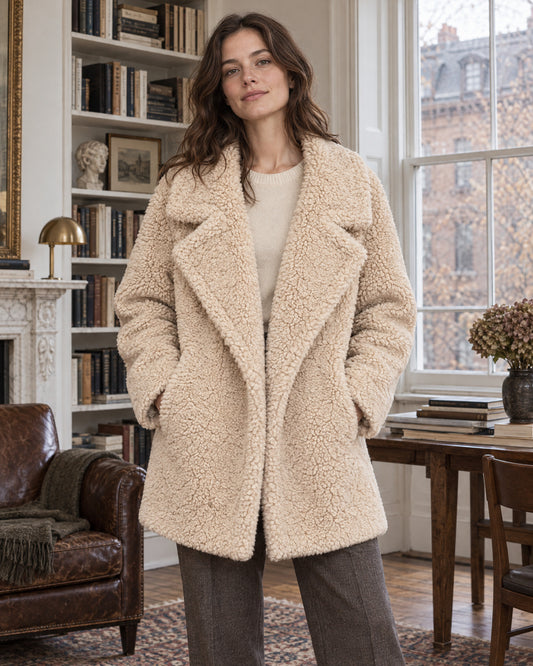 Faux Fur Teddy Coat for Women – on-model photo