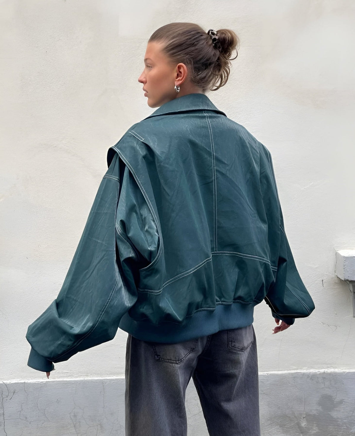 Oversized Structured Bomber Jacket for Women