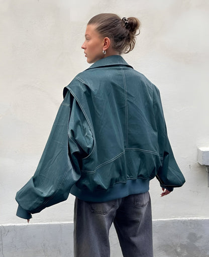 Oversized Structured Bomber Jacket for Women