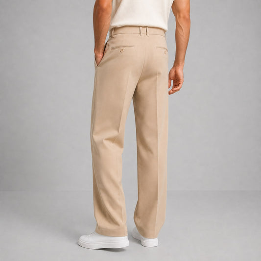Pleated Tailored Straight-Leg Trousers for Men