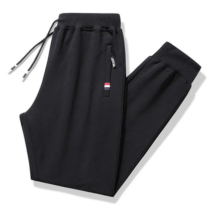 Plus Size Loose Fit Cotton Jogger Track Pants for Men - Black shukou
