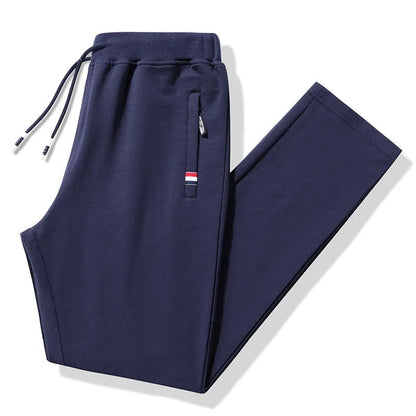 Plus Size Loose Fit Cotton Jogger Track Pants for Men - Blue pingkou