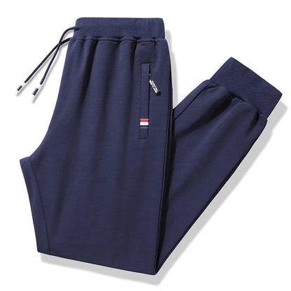 Plus Size Loose Fit Cotton Jogger Track Pants for Men - Blue shukou