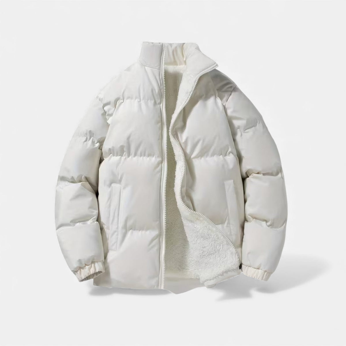 Quilted Puffer Jacket for Men - White