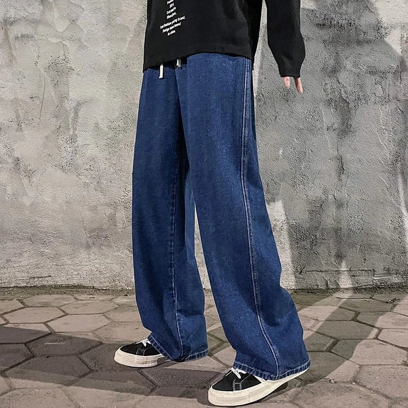 Relaxed And Wide-Leg Baggy Jeans - Dark Blue