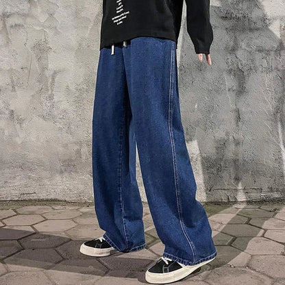 Relaxed And Wide-Leg Baggy Jeans - Dark Blue