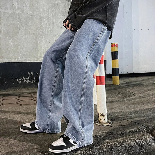 Relaxed And Wide-Leg Baggy Jeans - Light Blue