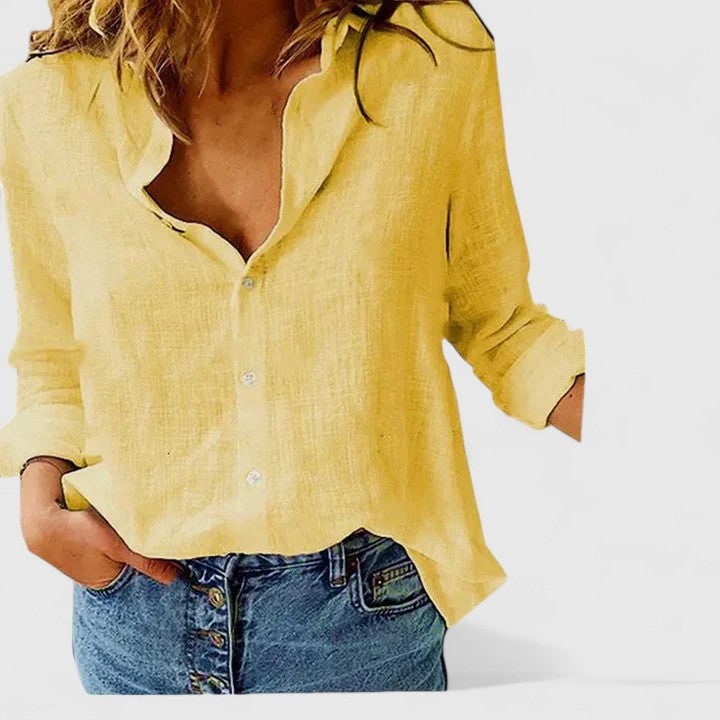 Relaxed Lapel Button-Down Blouse