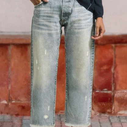 Retro Cropped Straight Jeans for Women - Retro-Blue