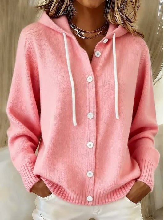 Ribbed Oversized Structured Cardigan - Pink