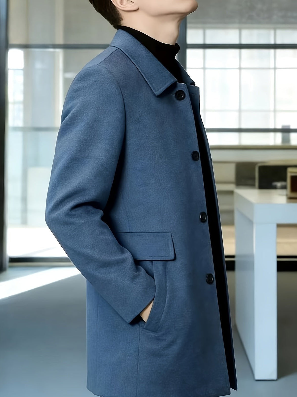Sophistication and Single-Breasted Trench Coat for Men