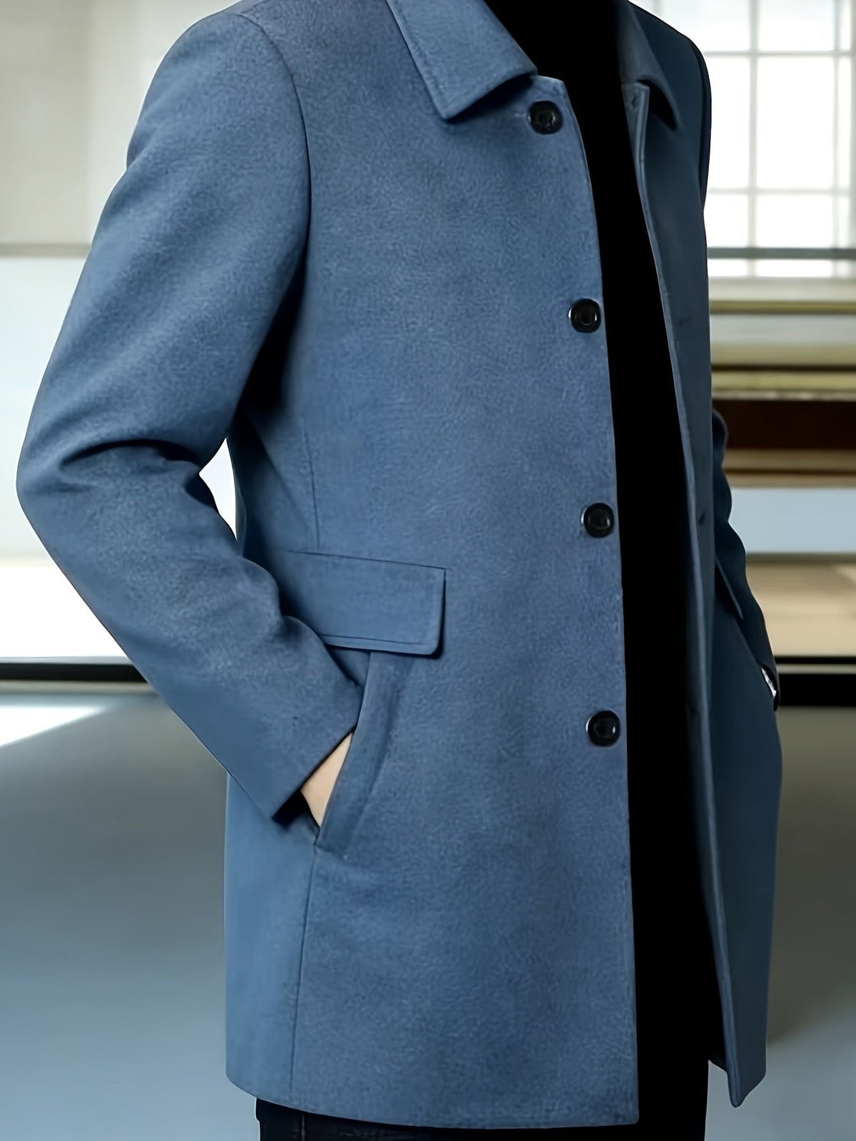 Sophistication and Single-Breasted Trench Coat for Men
