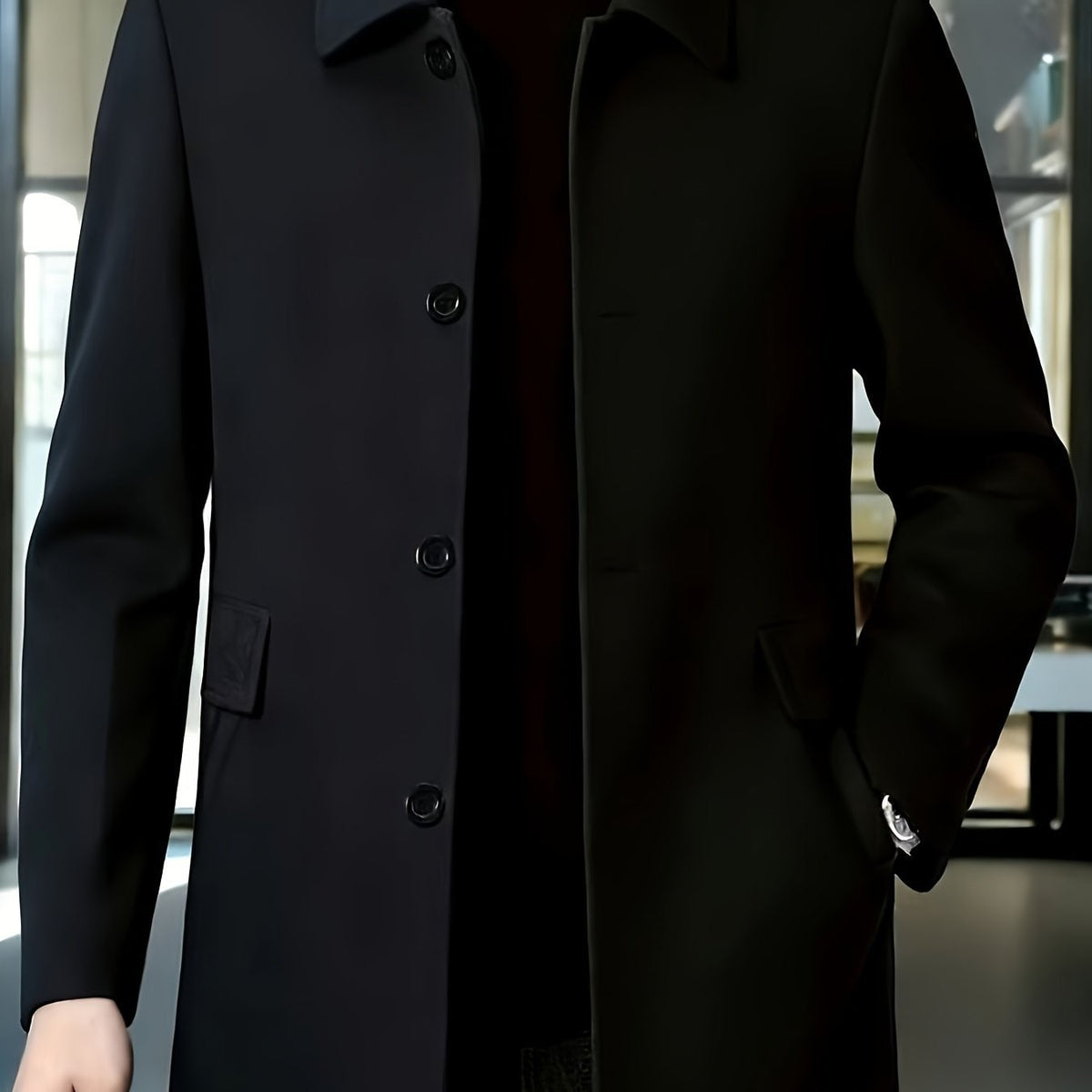Sophistication and Single-Breasted Trench Coat for Men