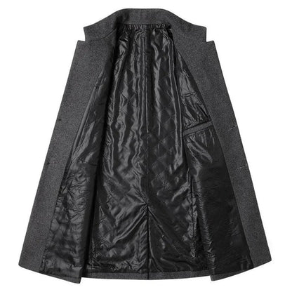 Stand-Collar Tailored Overcoat for Men
