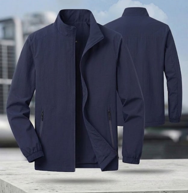 Stand-Collar Zip Bomber Jacket