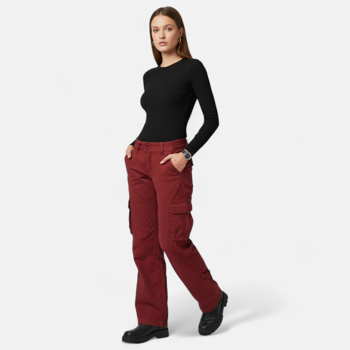 Straight Leg Cargo Pants for Women