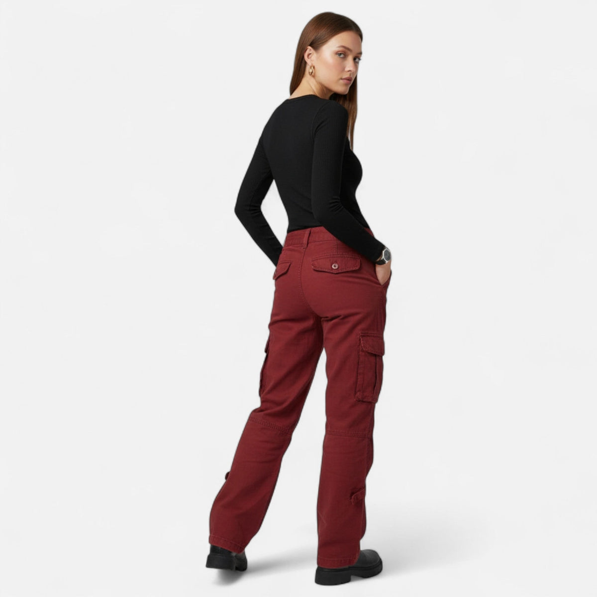 Straight Leg Cargo Pants for Women