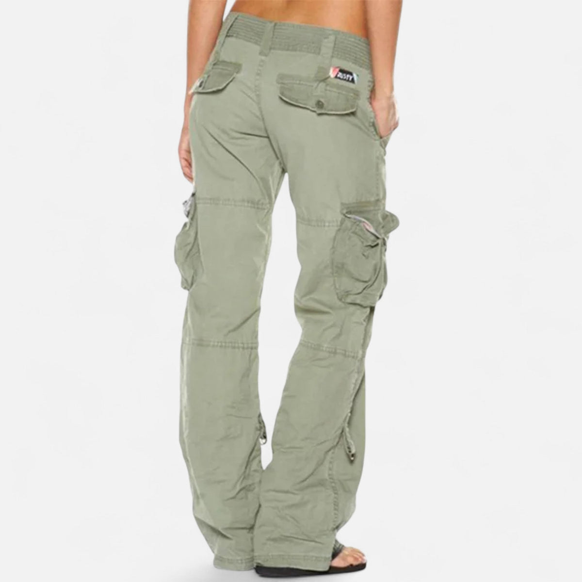 Straight Leg Cargo Pants for Women - Light Green