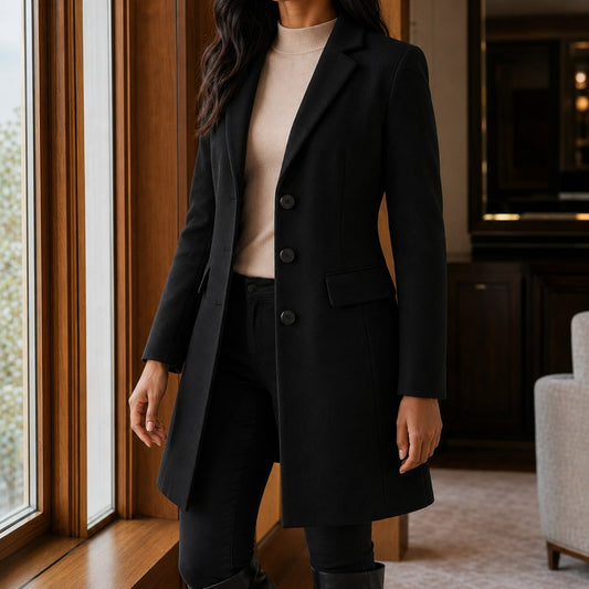 Tailored Coat for Women - Black