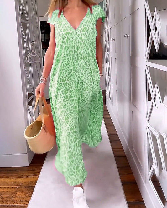 V-Neck Maxi Dress - Green