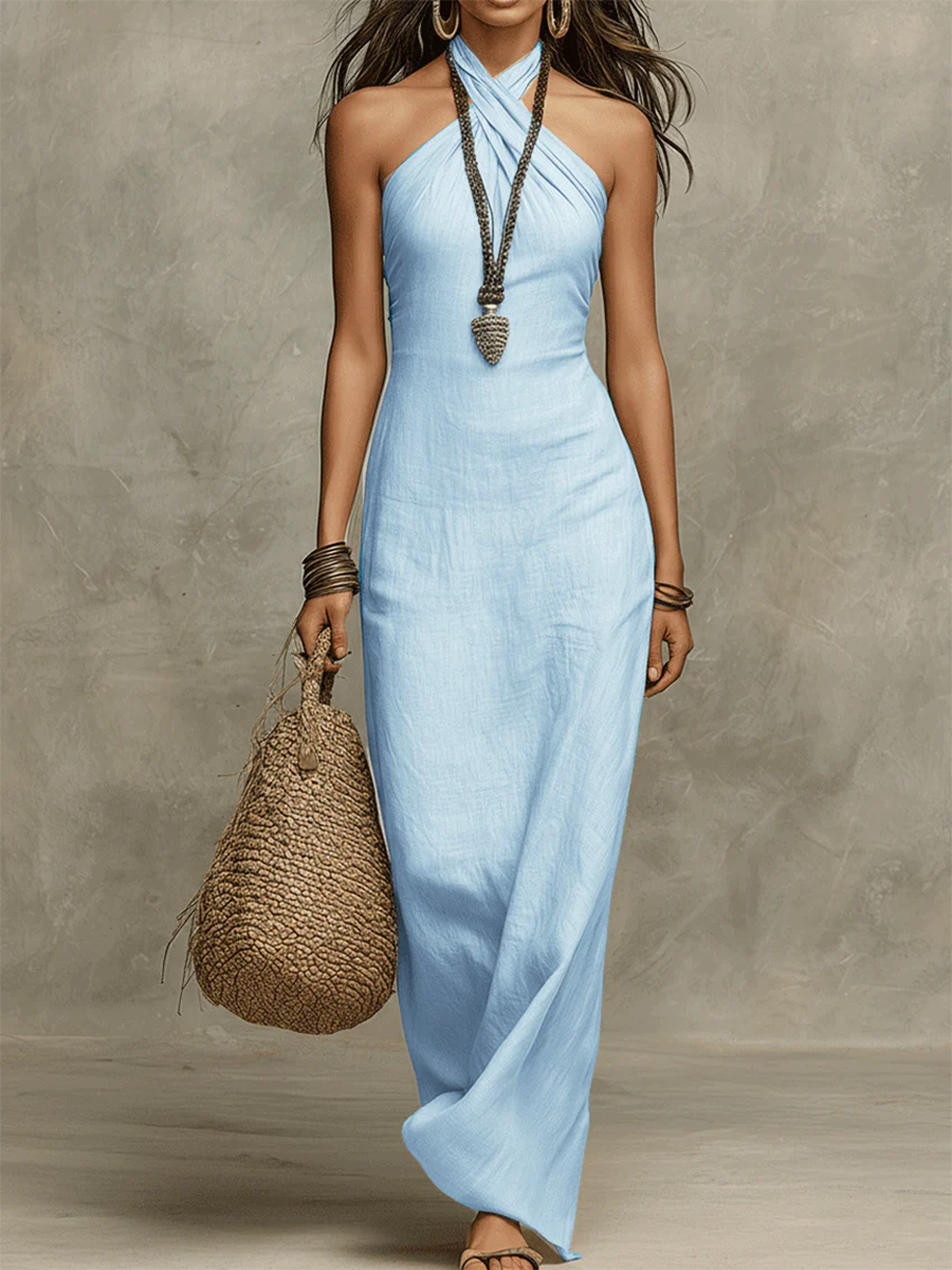 Vintage Maxi Dress - Light Blue