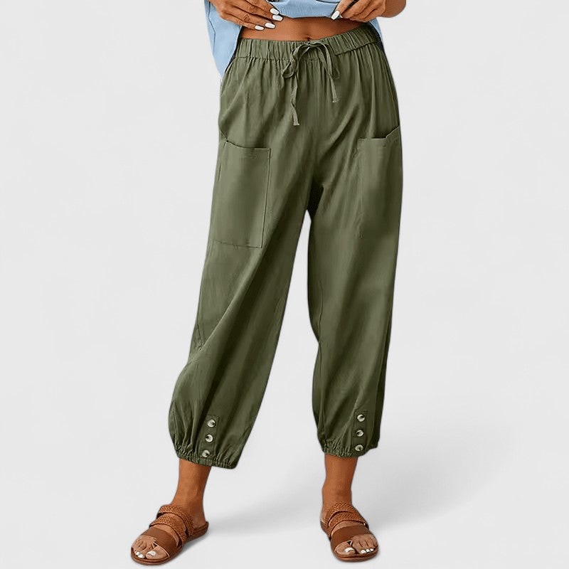 Wide-Leg Pants for Women - Army Green