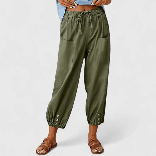 Wide-Leg Pants for Women - Army Green