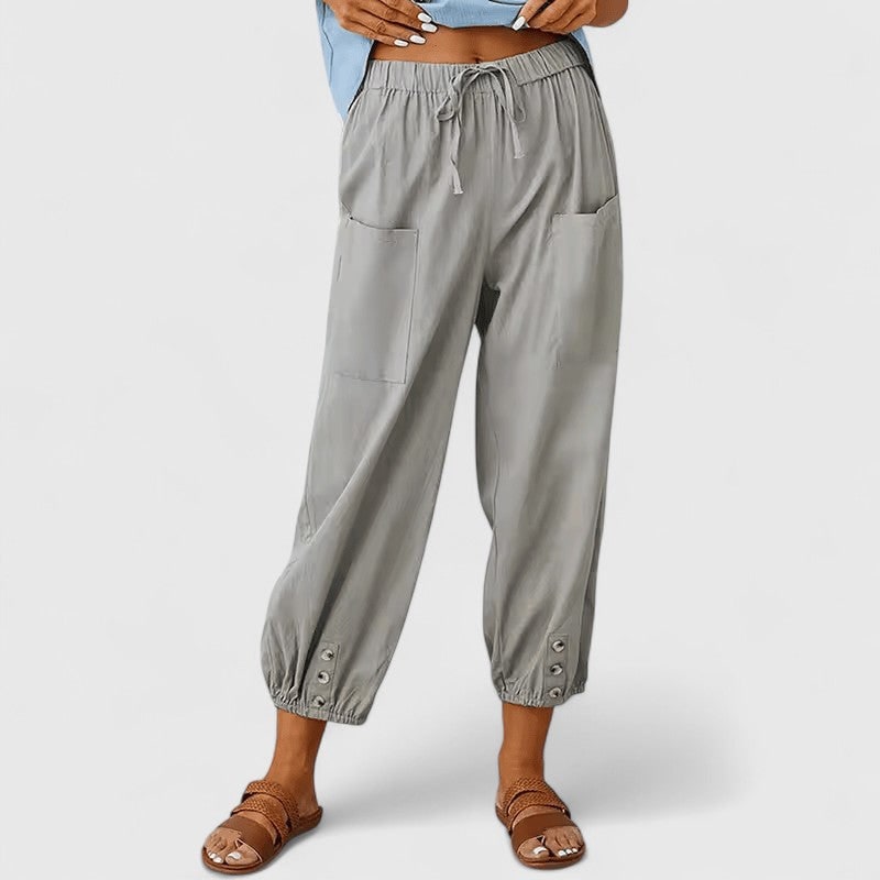 Wide-Leg Pants for Women - Light Gray